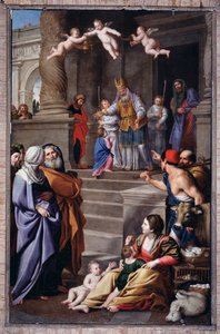 Représentation de Saint Thomas de Villeneuve faisant la charité - Domenico Il Sarzana Fiasella