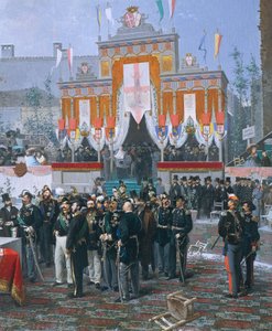 La pose de la première pierre de la Galleria Vittorio Emanuele à Milan