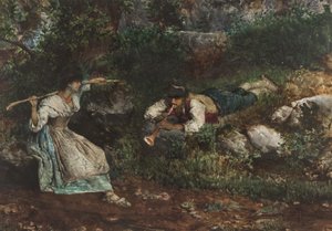 Une contadina italienne courtisée par un berger - Domenico Pennacchini