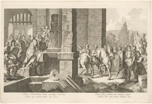Cortège militaire entrant dans un bâtiment (Triomphe d