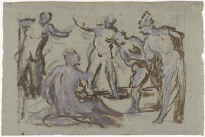 Job sur le tas de fumier, entouré de ses amis - Domenico Tintoretto
