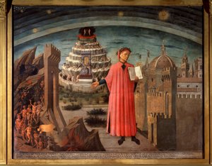 Dante Alighieri et sa comédie. Portrait de Dante dans la divine comédie - Domenico di Michelino