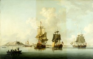 Attaque sur Gorée, 29 décembre 1758 : Navires au mouillage après l