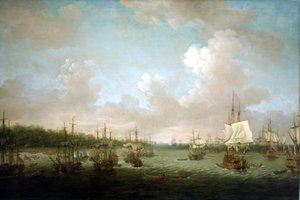 Guerre de Sept Ans (1756-1763) : Capture de La Havane (Cuba) 1762, débarquement des canons et des réserves le 30 juin, après que l