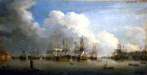 Guerre de Sept Ans (1756-1763) : La capture de la flotte espagnole à La Havane (Cuba), août et septembre 1762. Huile sur toile, milieu du XVIIIe siècle, par Dominic Serres (1722-1793) - Dominic Serres