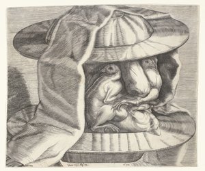 Une tête grotesque avec un casque dans le style d