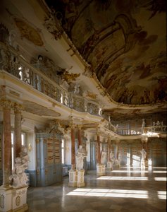 Vue de la salle de bibliothèque du monastère de Schussenried - Dominikus Zimmermann