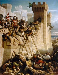 Guillaume de Clermont défendant les murs lors du siège de Saint-Jean-d