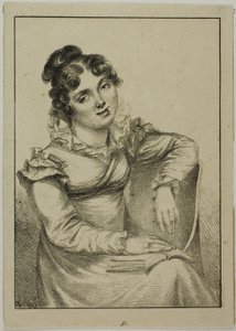 Jeune femme assise tenant un livre ouvert - Dominique Vivant Denon