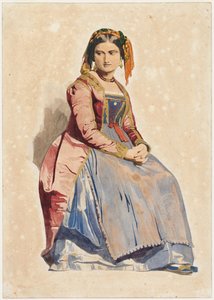 Femme italienne assise - Dominique Louis Papety