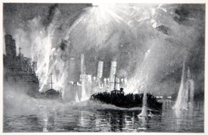 Vedettes de sauvetage des équipages des navires-bloqueurs à Zeebrugge, illustration de 