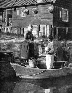 Épicier apportant des marchandises par bateau, Marken, Hollande
