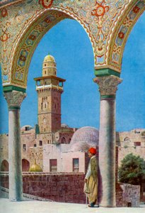 Minaret islamique sur le Mont du Temple, Jérusalem, Palestine, vers les années 1930