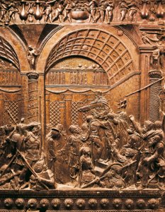 Art de la Renaissance (Quattrocento) : Christ emmené devant Caïphe. 1460. Bas-relief en bronze - Donatello