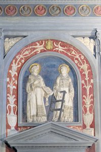 Saint Laurent et Saint Étienne, bas-relief au-dessus de la porte nord, vers 1440 - Donatello