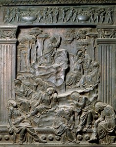La prière au Mont des Oliviers. Bas-relief de la chaise à gauche, vers 1460 - Donatello