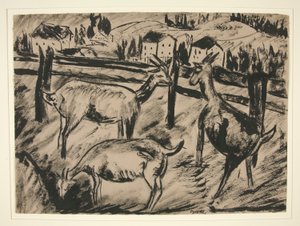 Chèvres et paysage - Dora Bromberger