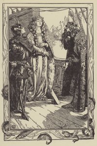 Le Roi Anguish donne Isolt à Sir Tristram (lithographie) - Dora Curtis