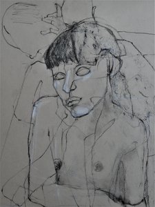 Figure nue au fusain