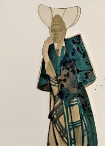 Portrait de mode élégant dans les tons bleu sarcelle - Doris Schmitz