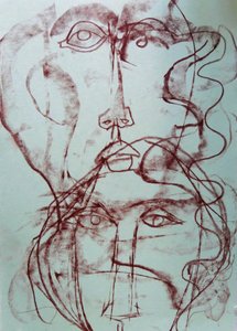 Visages abstraits entrelacés - Doris Schmitz