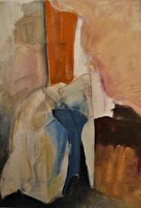 Formes abstraites orange et bleues