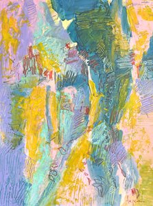 Abstrait jaune et bleu vif - Dorothy Fagan