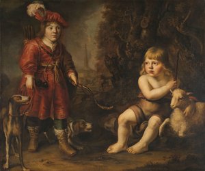 Portraits de deux garçons dans un paysage, l
