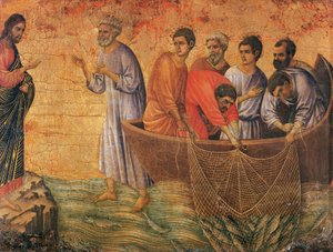 Christ au lac de Galilée (détail) - Duccio di Buoninsegna
