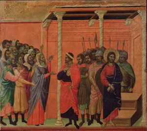 Jésus accusé par les pharisiens (Maestà)