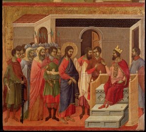 Jésus devant Hérode. Retable de La Maestà - Duccio di Buoninsegna