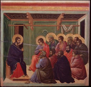 La Maestà La Passion : Jésus prend congé des Apôtres - Peinture de Duccio di Buoninsegna - Duccio di Buoninsegna