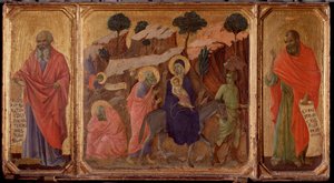 Vie du Christ : Fuite en Égypte avec les prophètes Jérémie et Osée - Duccio di Buoninsegna