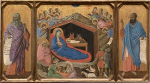 La Nativité avec les prophètes Isaïe et Ézéchiel - Duccio di Buoninsegna