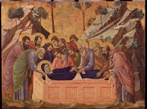 La dormition de la Vierge. Prédelle de la Maestà - Duccio di Buoninsegna