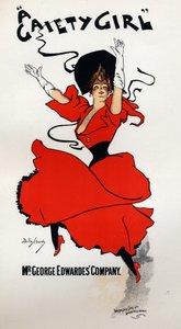 Art. Divertissement. Une fille de gaieté, opérette par Owen Halls et Sidney Jones. Affiche par Dudley Hardy, Angleterre