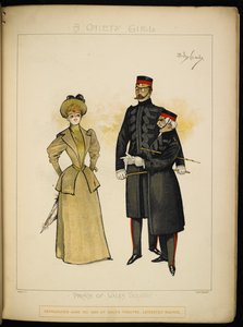 Une des filles de Gaiety, et deux officiers des Life Guards - Dudley Hardy