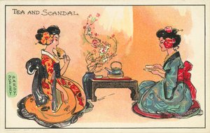 Thé et scandale : deux femmes japonaises buvant du thé