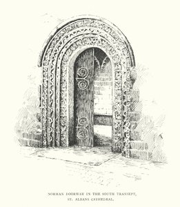 Porte normande dans le transept sud, cathédrale de St Albans
