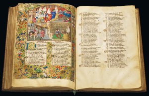 Page de "La Belle Dame Sans Merci" par Alain Chartier, Paris, début du 15e siècle