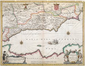 Une carte du XVIIe siècle des régions de Grenade et de Murcie, en Espagne