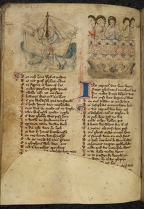 Add. 11575, f.65v Jonas et la baleine, de Spiegel van der Menschen Behoudenisse (traduction du Speculum Humanae Salvationis) - Dutch School