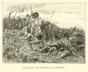 Charles Martel combat les Frisons sur le Middelzee - Dutch School