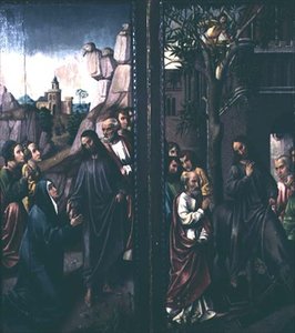 Christ prenant congé de sa mère; entrée du Christ à Jérusalem, vers 1500 - Dutch School