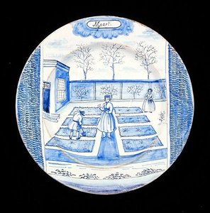 Assiette en faïence de Delft représentant le mois de mars - Dutch School