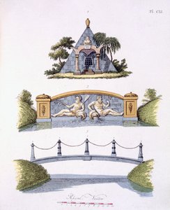 Décorations de jardin, de Magazine of Garden Gems par G. van Laar, publié en 1802 - Dutch School