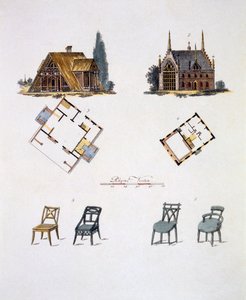 Décorations de jardin, du Magazine of Garden Gems par G. van Laar, publié en 1802 - Dutch School