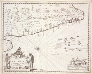 Carte de la côte de Malabar, Indes orientales, 1672