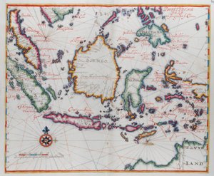 Carte montrant Bornéo, Célèbes (Sulawesi), Java et d