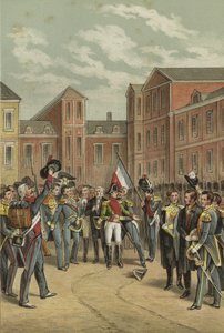 Adieux de Napoléon à la Garde impériale dans la cour du Cheval Blanc du palais de Fontainebleau, 1814 - Dutch School